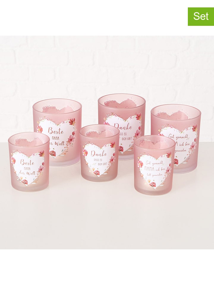 Boltze Świeczniki (6 szt.) "Elsie" w kolorze jasnoróżowym rozmiar: onesize