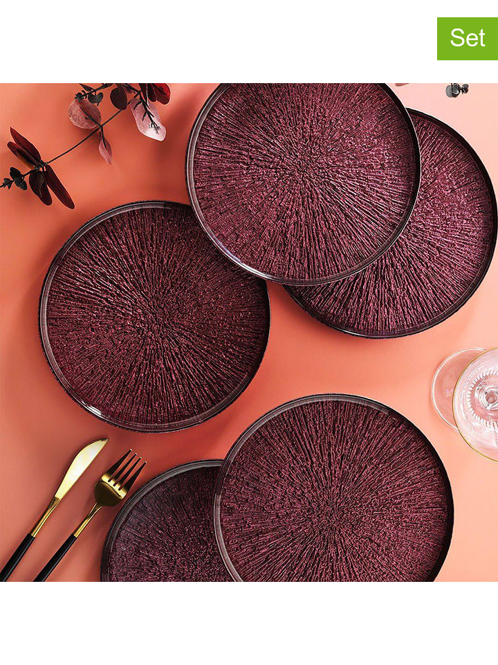 Hermia Talerzyki deserowe (6 szt.) w kolorze czarno-czerwonym - Ø 21 cm rozmiar: onesize