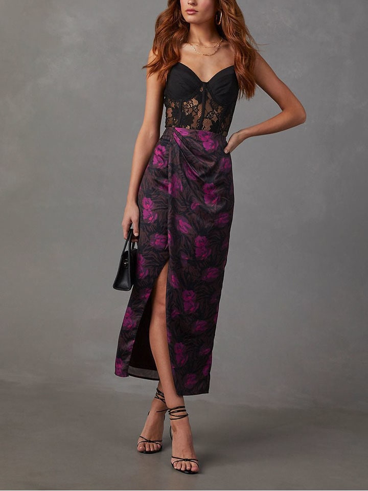 Milan Kiss Spódnica w kolorze czarno-fioletowym rozmiar: L