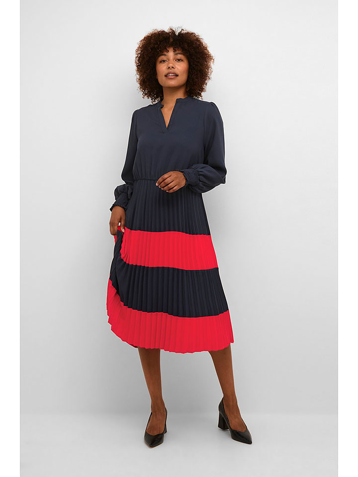 CULTURE Sukienka "Betty" w kolorze antracytowo-czerwonym rozmiar: L