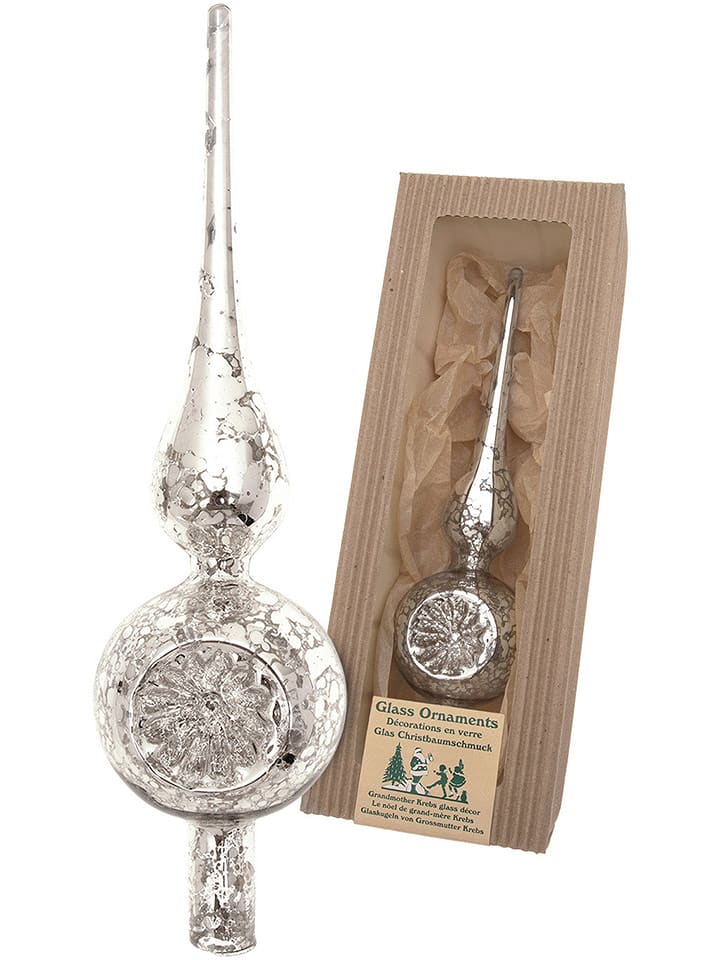 Krebs Glas Lauscha Odblaskowy szpic w kolorze srebrnym na choinkę - wys. 23 cm rozmiar: onesize