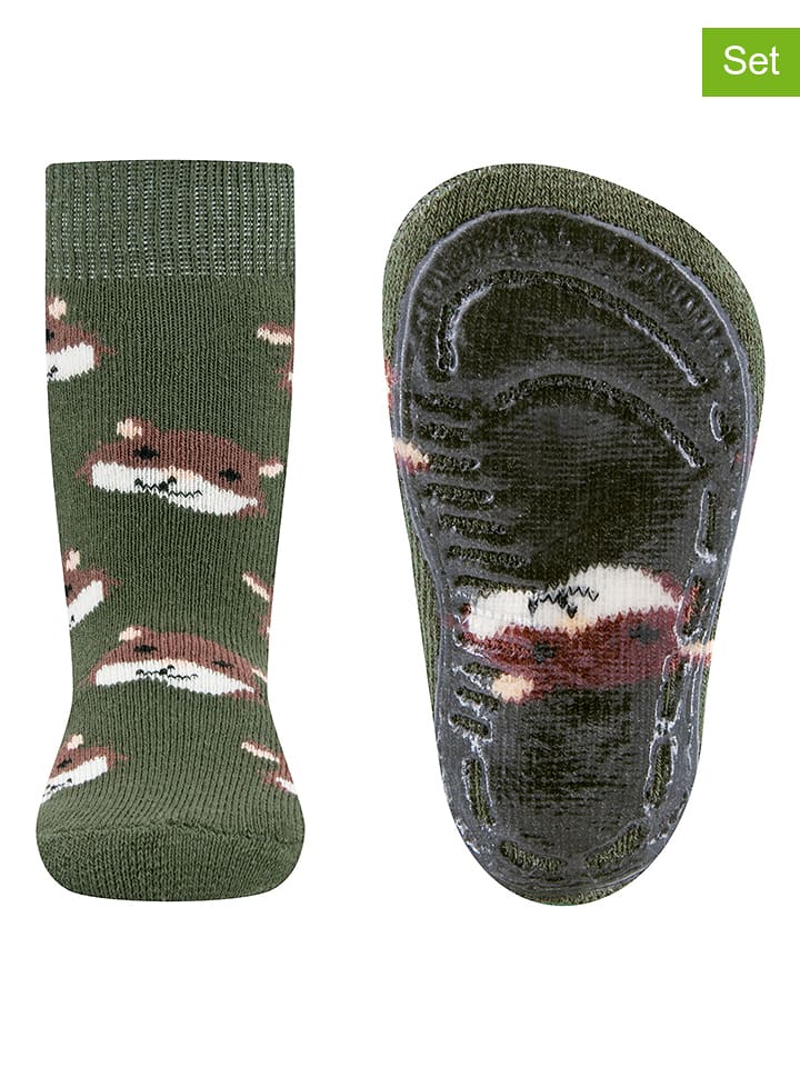 ewers Skarpety antypoślizgowe (2 pary) "SoftStep" w kolorze ciemnozielonym rozmiar: 29/30