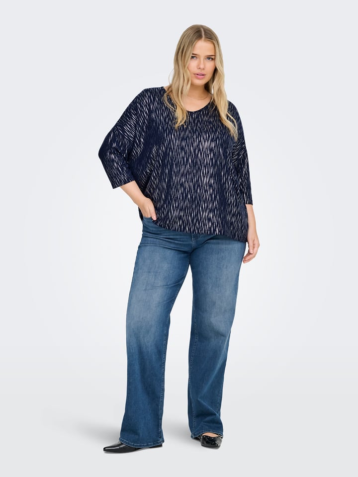 ONLY Carmakoma Bluzka w kolorze srebrno-granatowym rozmiar: 42/44