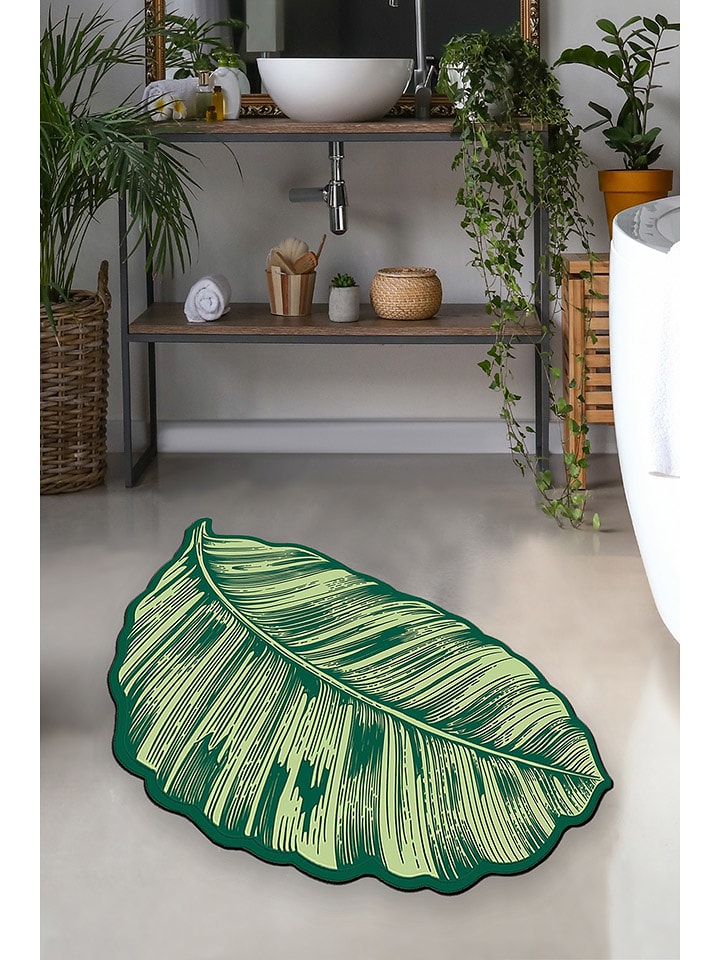 Colorful Cotton Dywanik łazienkowy w kolorze zielonym rozmiar: 60x100 cm