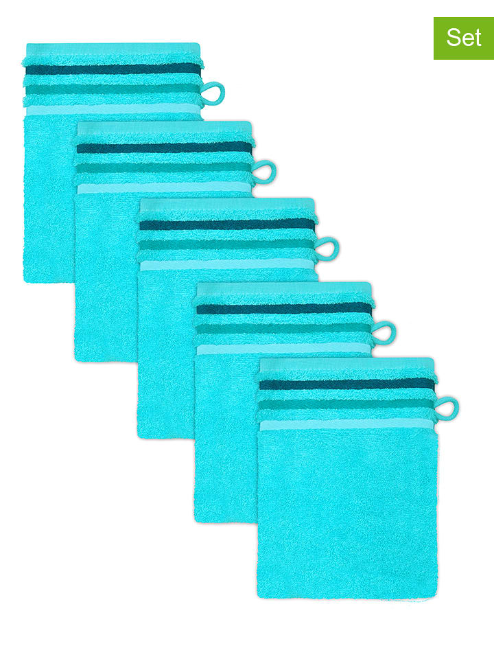 Schiesser Myjki (5 szt.) "Skyline" w kolorze turkusowym rozmiar: 16x22 cm