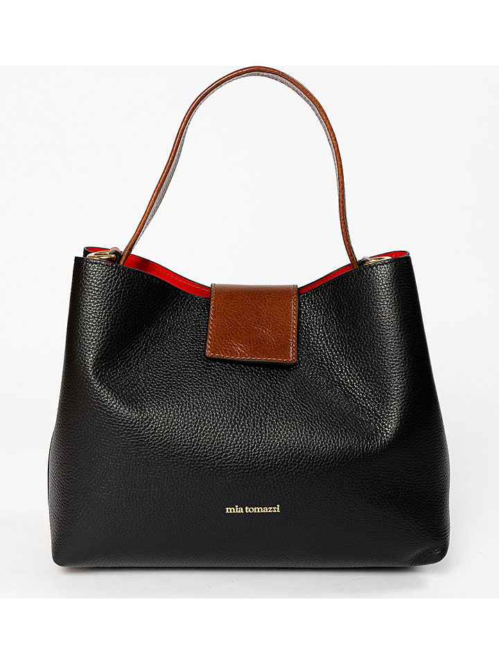 Mia Tomazzi Skórzana torebka "Fusetti" w kolorze czarnym - 34 x 25 x 13 cm rozmiar: onesize