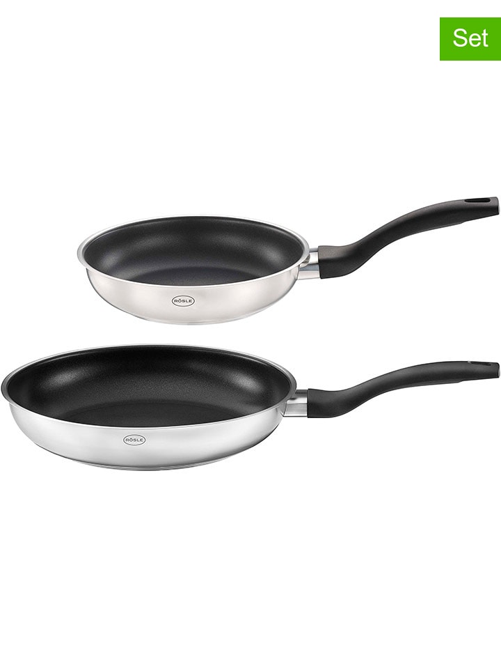 Rösle Patelnie (2 szt.) "Basic Line" w kolorze srebrno-czarnym rozmiar: onesize
