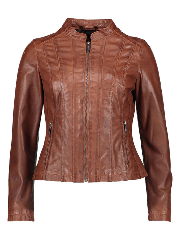 Bugatti Skórzana kurtka w kolorze jasnobrązowym rozmiar: 40