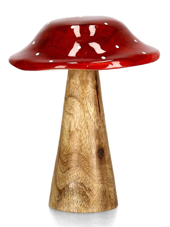 Bizzotto Figurka dekoracyjna "Mushroom" w kolorze złoto-czerwonym - wys. 15 cm rozmiar: onesize