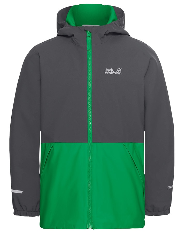 Jack Wolfskin Kurtka zimowa "Snowy Days" w kolorze zielono-antracytowym rozmiar: 176