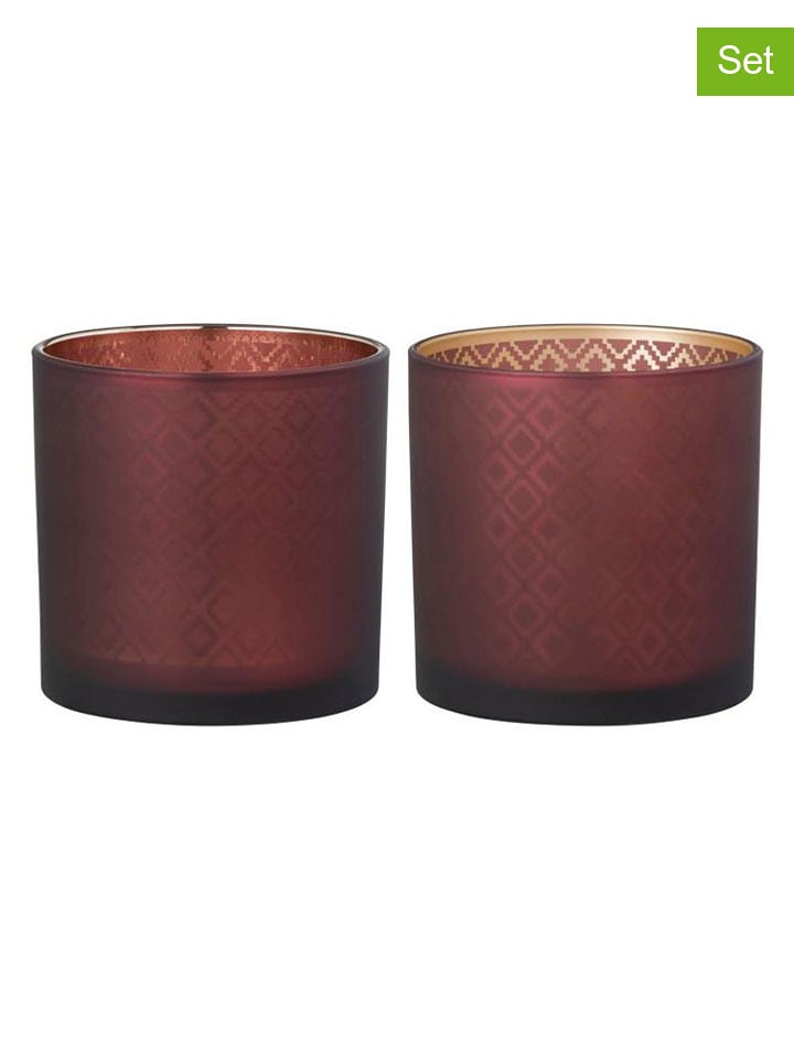 J Line Świeczniki (2 szt.) w kolorze czerwonym - wys. 15 x Ø 15 cm rozmiar: onesize