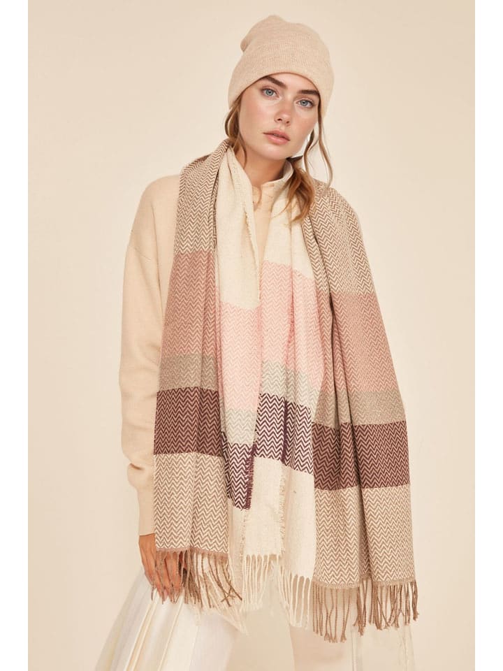 Lucky Bees Szal w kolorze beżowym - 180 x 50 cm rozmiar: onesize