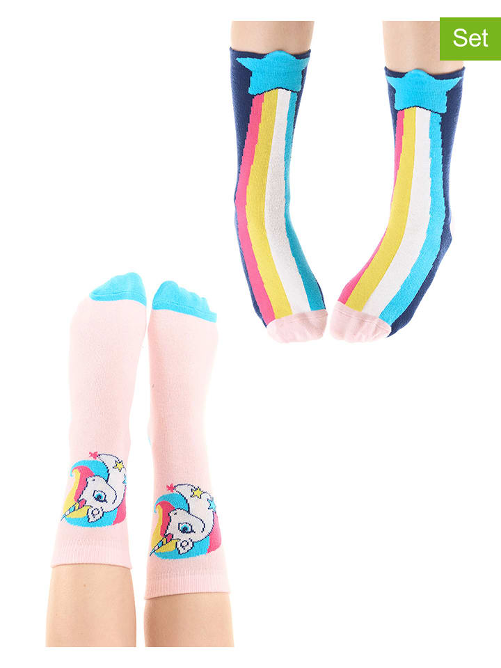 Denokids Skarpety (2 pary) "Rainbow Star" ze wzorem rozmiar: 116/122