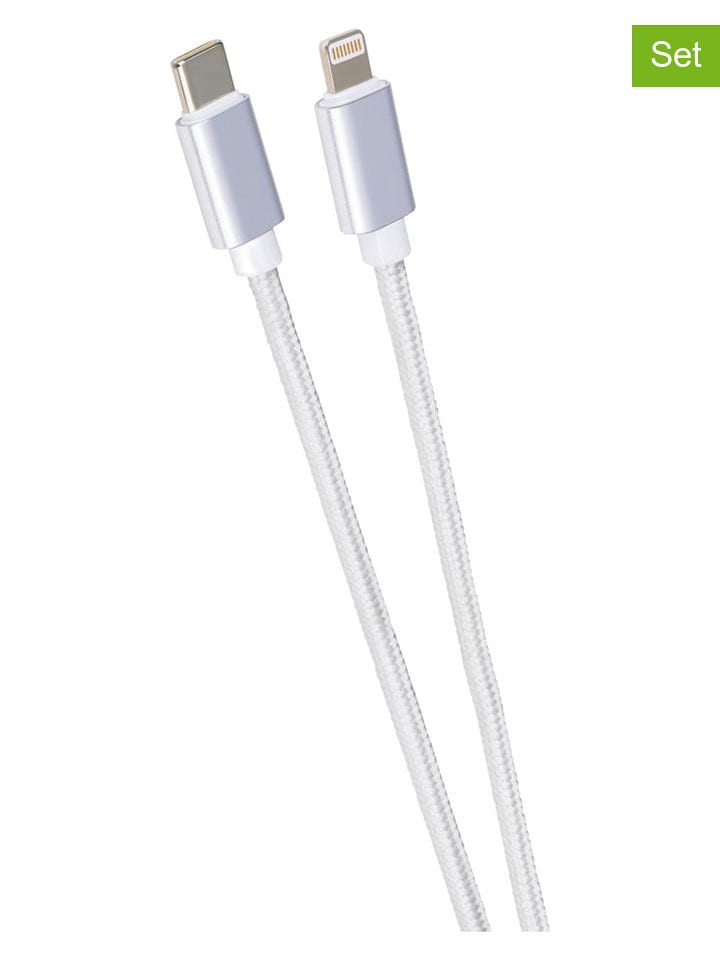 GRUNDIG Kable USB-C do Lightning (2 szt.) w kolorze białym - dł. 100 cm rozmiar: onesize