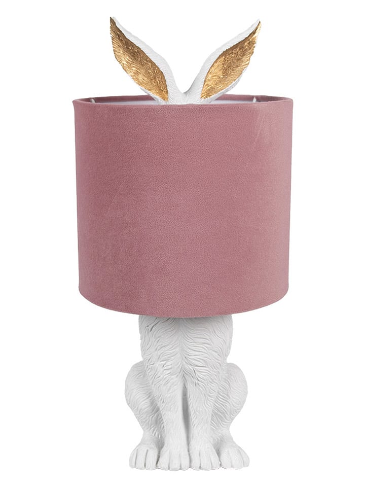 Clayre & Eef Lampa stołowa w kolorze biało-jasnoróżowym - wys. 43 x Ø 20 cm rozmiar: onesize