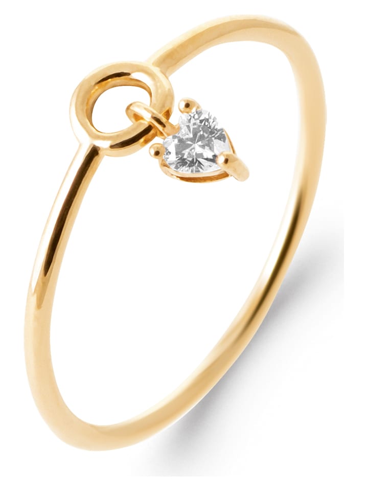 L'Atélier Précieux Pozłacany pierścionek z cyrkonią rozmiar: 58