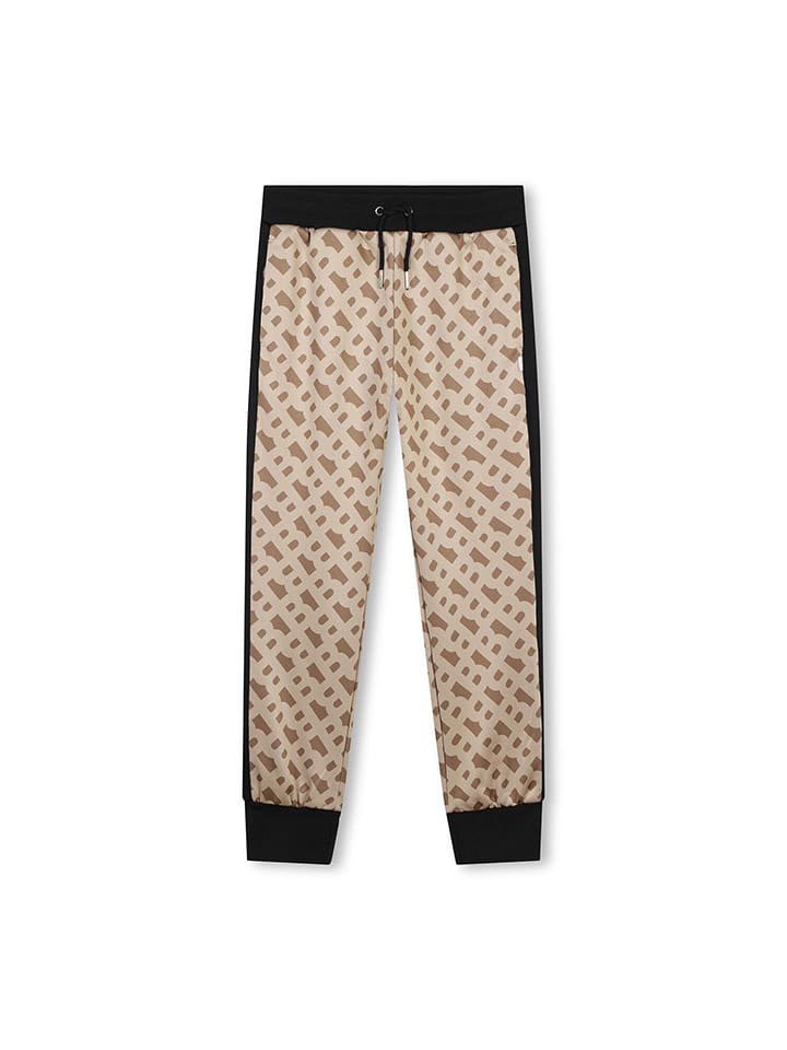 Hugo Boss Kids Spodnie dresowe w kolorze beżowo-czarnym rozmiar: 176