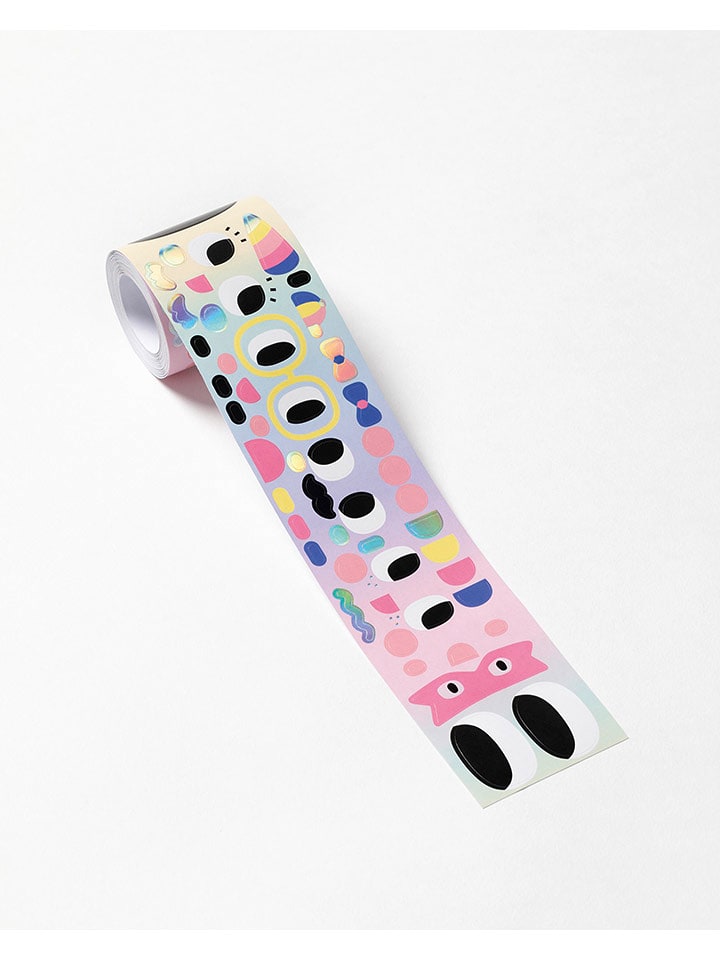 folia PAPER Rolka naklejek "Face it" w kolorze jasnoróżowym ze wzorem rozmiar: onesize