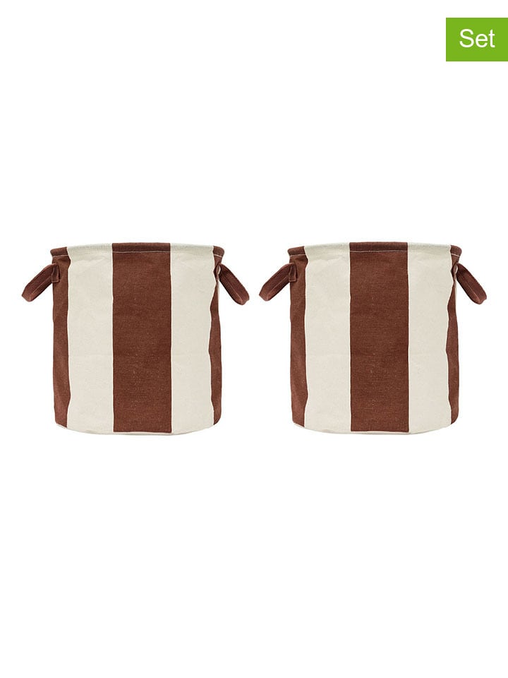 OYOY living design Kosze (2 szt.) "Kara" w kolorze brązowym - wys. 32 x Ø 32 cm rozmiar: onesize