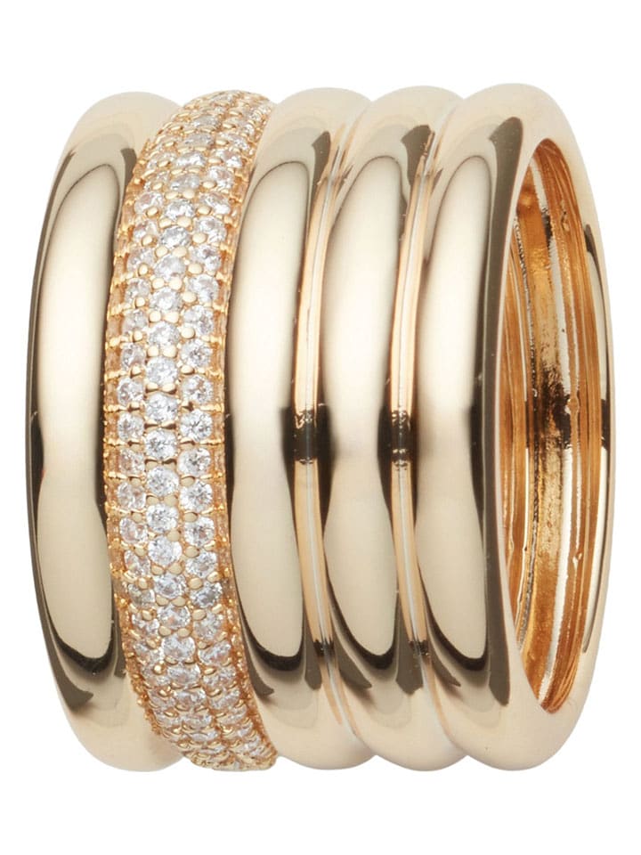 U.S. Polo Assn. Pozłacany pierścionek z kryształami rozmiar: 54,5