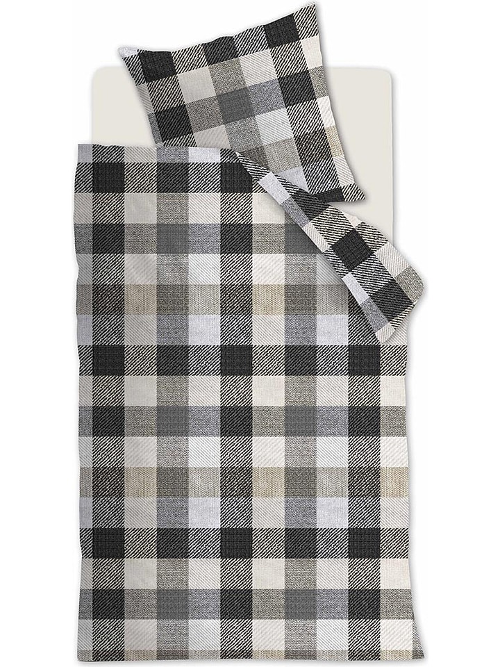 Beddinghouse Komplet pościeli flanelowej "Beckett" w kolorze szarym rozmiar: 155x220 cm