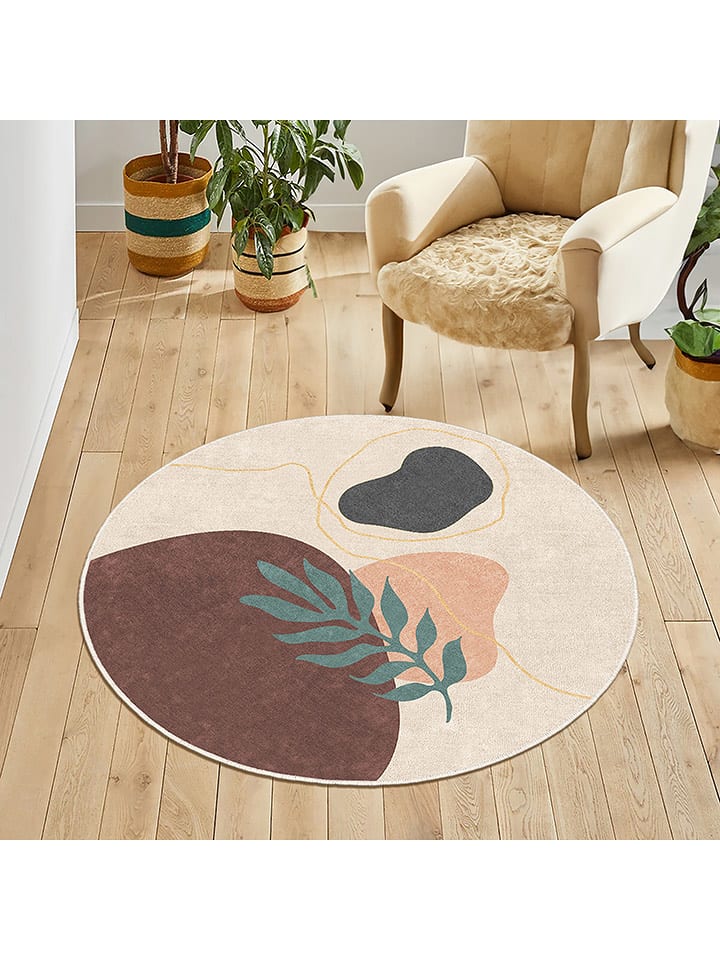 CARPET DIEM Dywan w kolorze kremowo-brązowo-szarym rozmiar: 130x130 cm