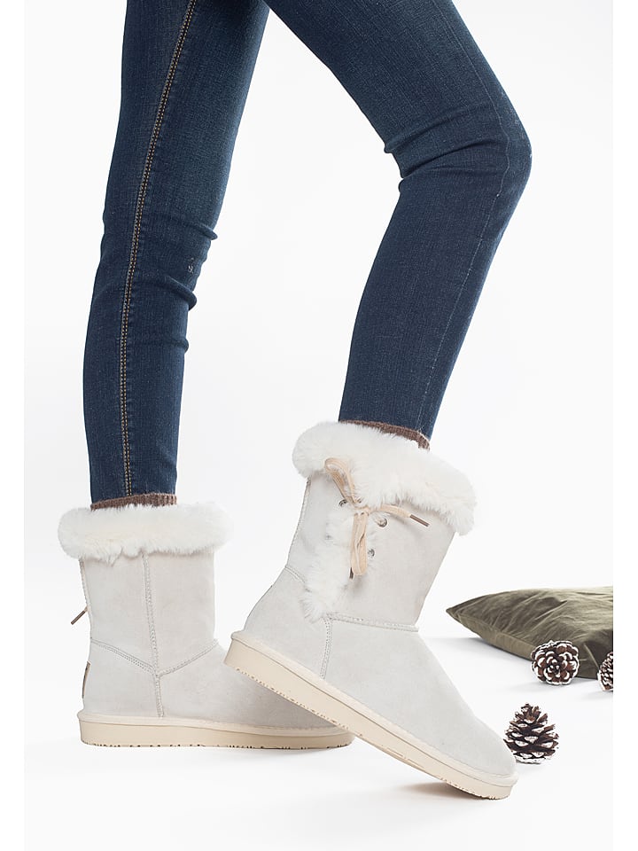 Gooce Skórzane kozaki zimowe "Alissa" w kolorze białym rozmiar: 37