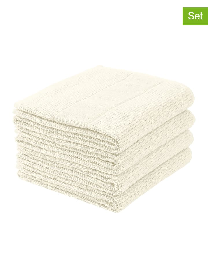 Schiesser Ręczniki (4 szt.) "Turin" w kolorze kremowym do rąk rozmiar: 50x100 cm