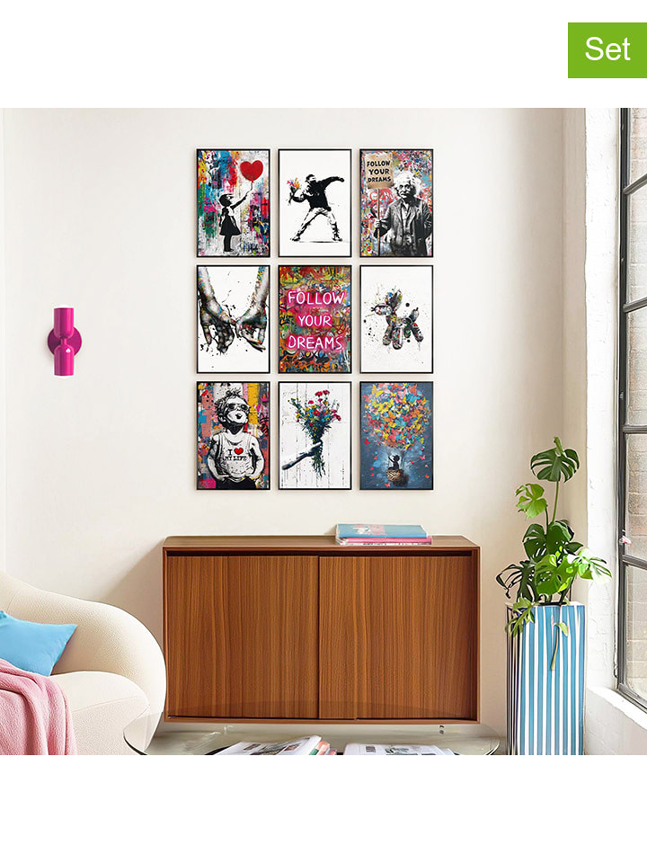 Orangewallz Druki artystyczne (9 szt.) "Streetart Set" w ramce rozmiar: 20x30 cm