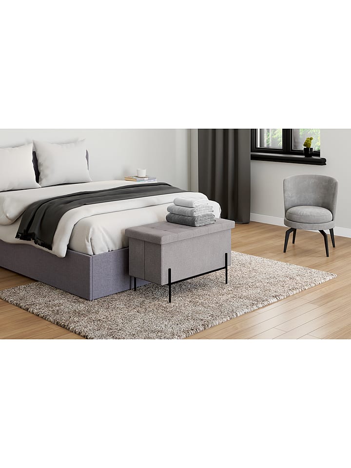 IDOMYA Essentials Ławka "Loan" w kolorze szarym ze schowkiem - 76 x 45 x 37 cm rozmiar: onesize