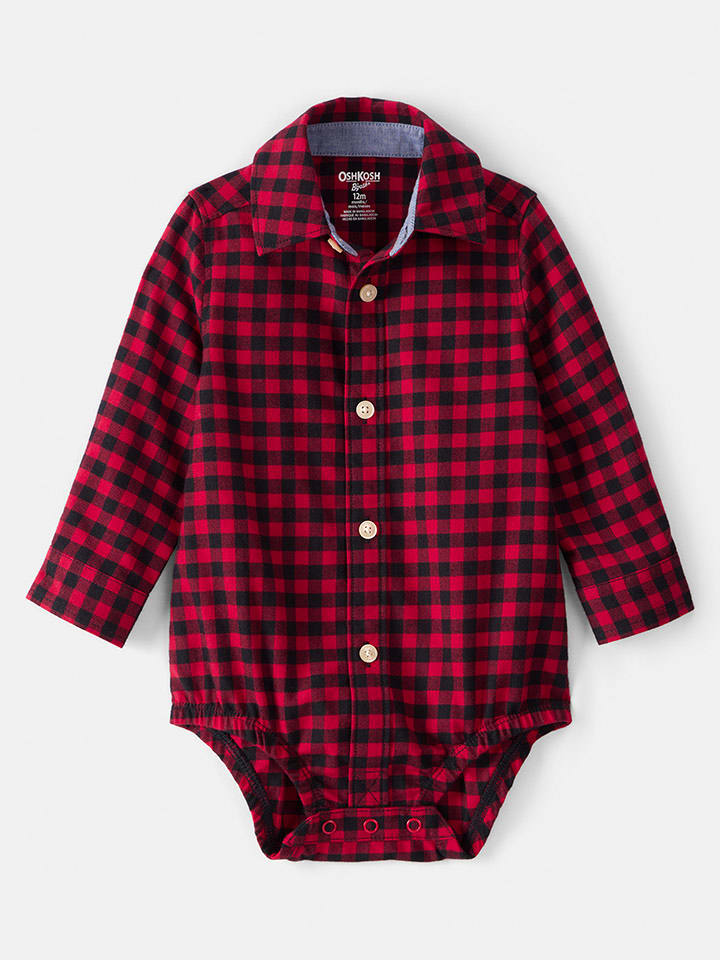 OshKosh Body-koszula w kolorze czerwono-czarnym rozmiar: 74