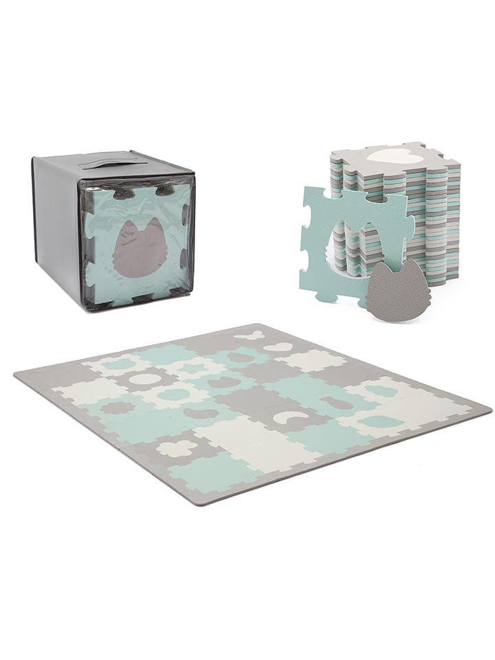 Kinderkraft Mata piankowa-puzzle w kolorze szaro-turkusowym - 165 x 185 cm - 10 m+ rozmiar: onesize