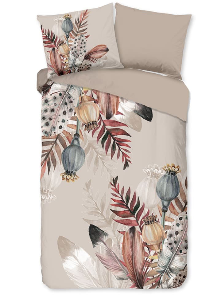 Pure Komplet pościeli "Famm" w kolorze szarobrązowym z mikrofibry rozmiar: 135x200 cm