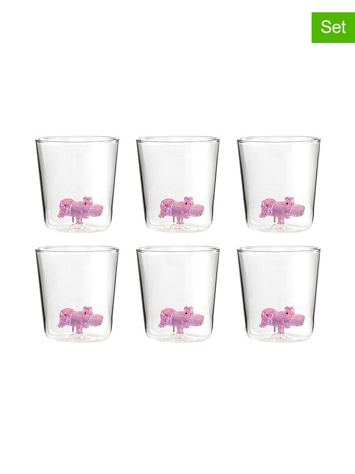 Onlylux Szklanki (6 szt.) "Savana Family" w kolorze jasnoróżowym - wys. 9,3 cm rozmiar: onesize