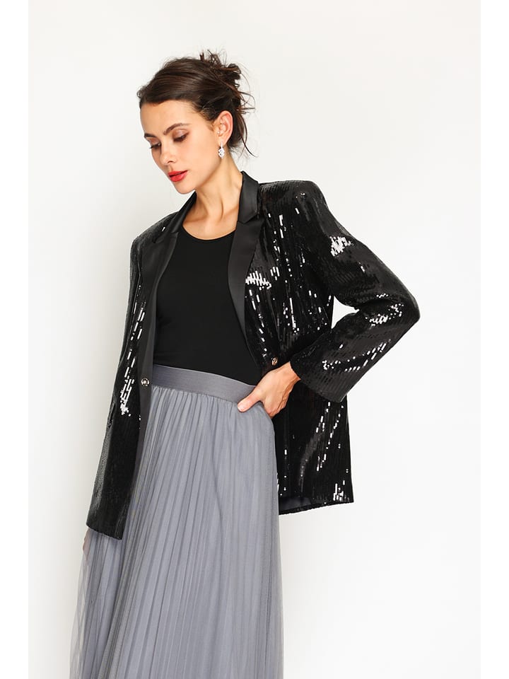 ASSUILI Blezer w kolorze czarnym z cekinami rozmiar: 34