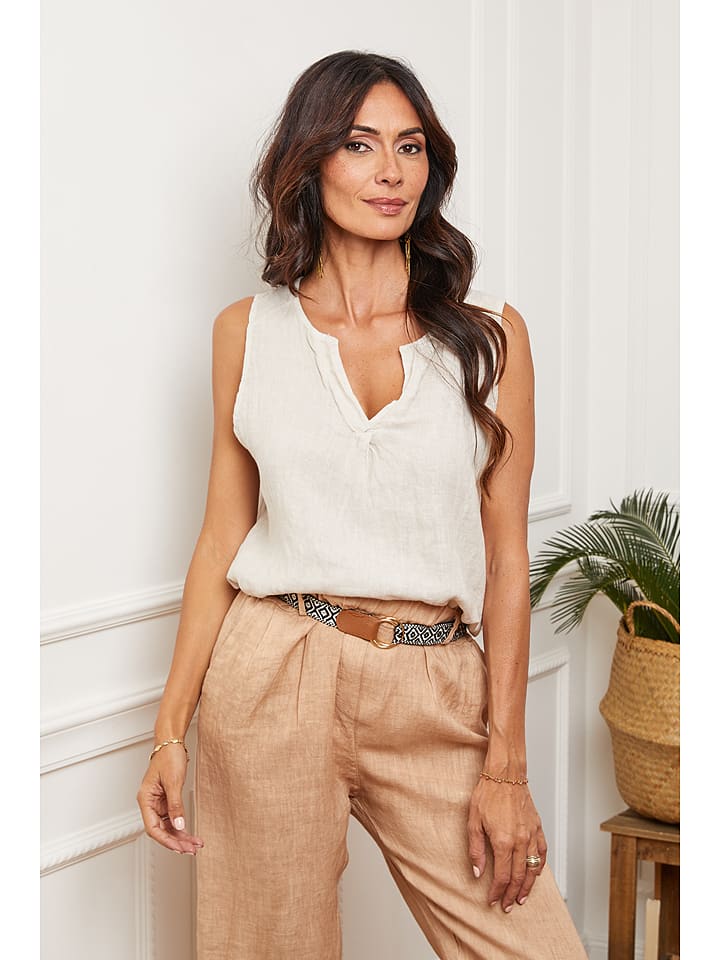 Fleur de Lin Lniany top "Harley" w kolorze kremowym rozmiar: L