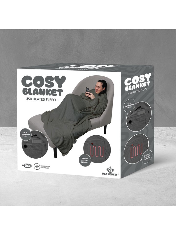 MAD MONKEY Koc grzewczy w kolorze szarym z rękawami rozmiar: onesize