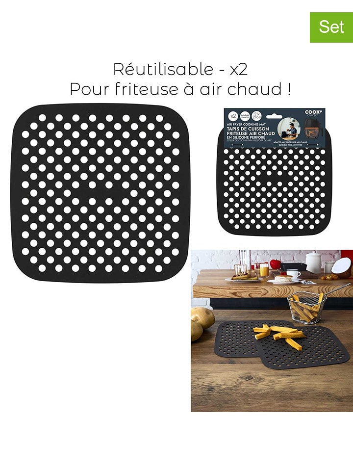 COOK CONCEPT Maty (2 szt.) w kolorze czarym do frytkownic na gorące powietrze - 21 x 21 cm rozmiar: onesize