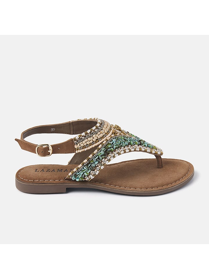 Lazamani Skórzane japonki w kolorze jasnobrązowym rozmiar: 37