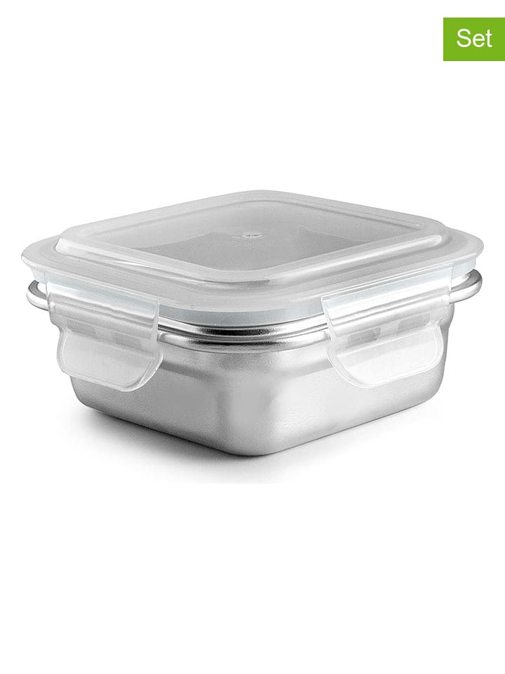 Ibili Pojemniki (2 szt.) "Keepklin" w kolorze srebrnym - 300 ml rozmiar: onesize