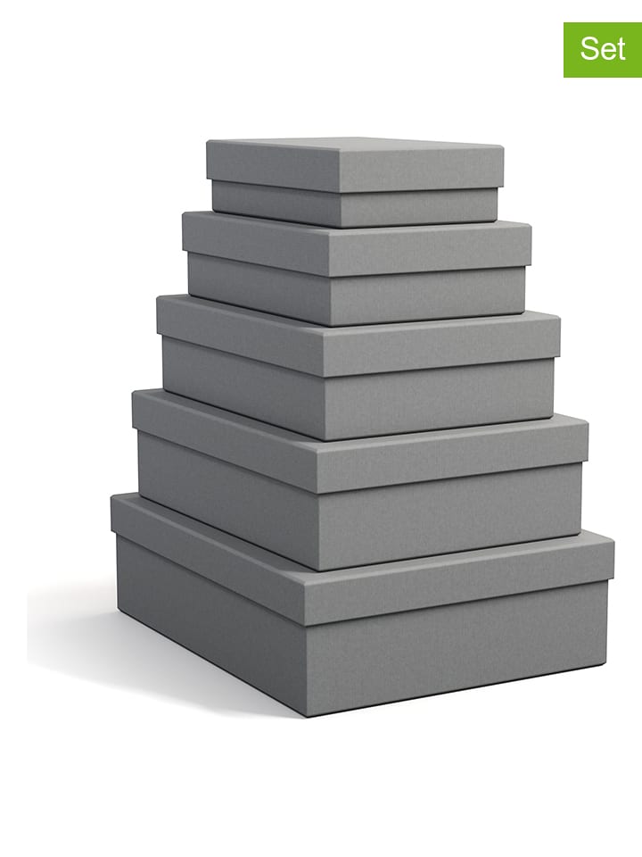 BigsoBox Pudełka (5 szt.) "Cindy" w kolorze szarym rozmiar: onesize