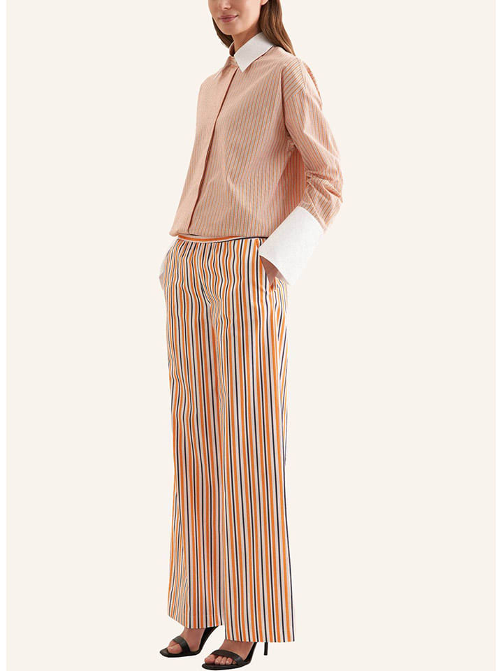 Seidensticker Spodnie piżamowe w kolorze biało-granatowo-pomarańczowym rozmiar: 42