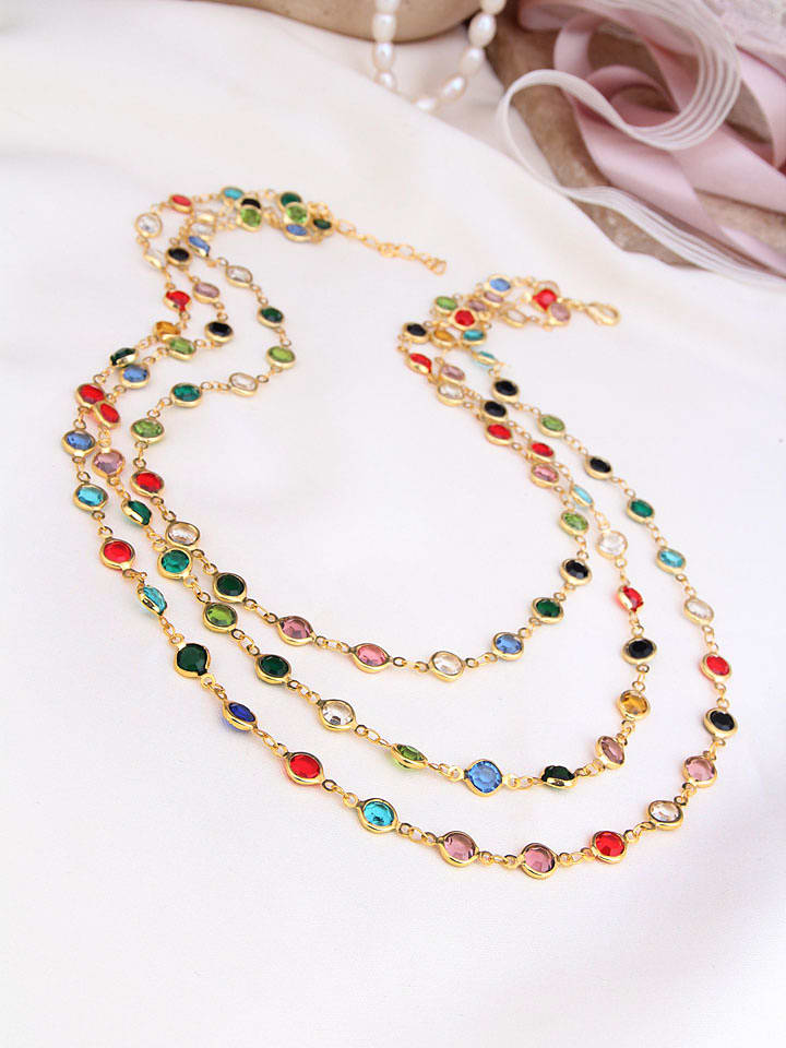 L'Atelier de Gaia Pozłacany naszyjnik z kryształami - dł. 50 cm rozmiar: onesize