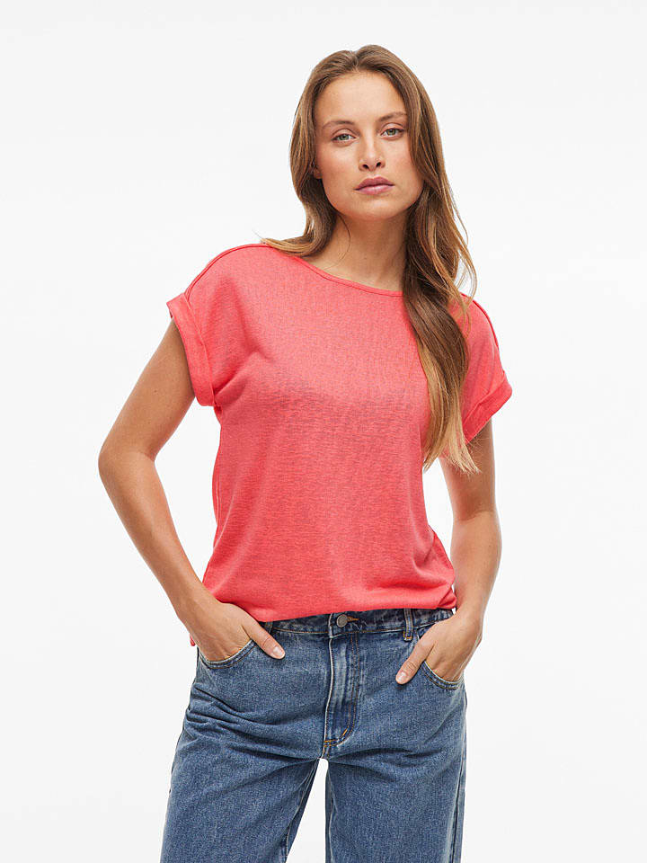 Vila Koszulka "Ciara" w kolorze koralowym rozmiar: S