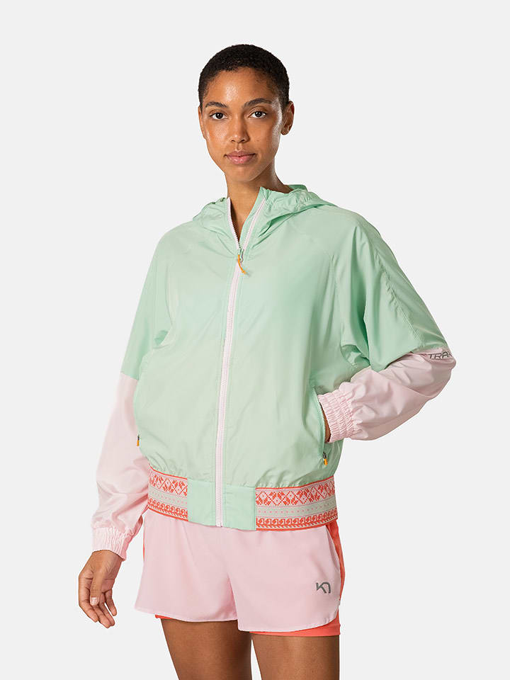 KARI TRAA Kurtka softshellowa "Silje" w kolorze zielono-jasnoróżowym rozmiar: XS