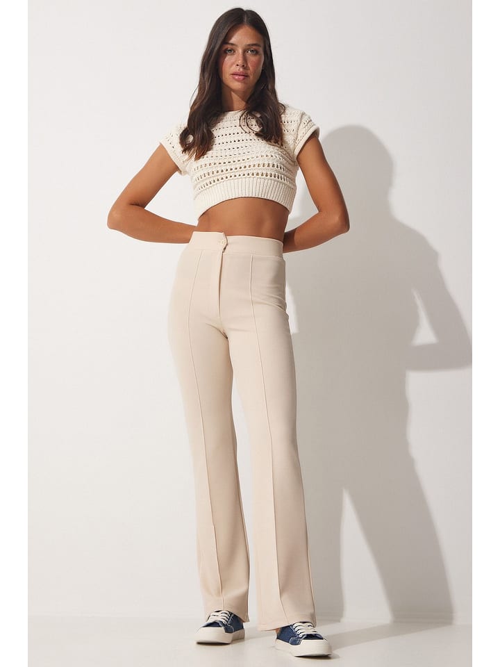 Happiness Istanbul Spodnie w kolorze kremowym rozmiar: 40