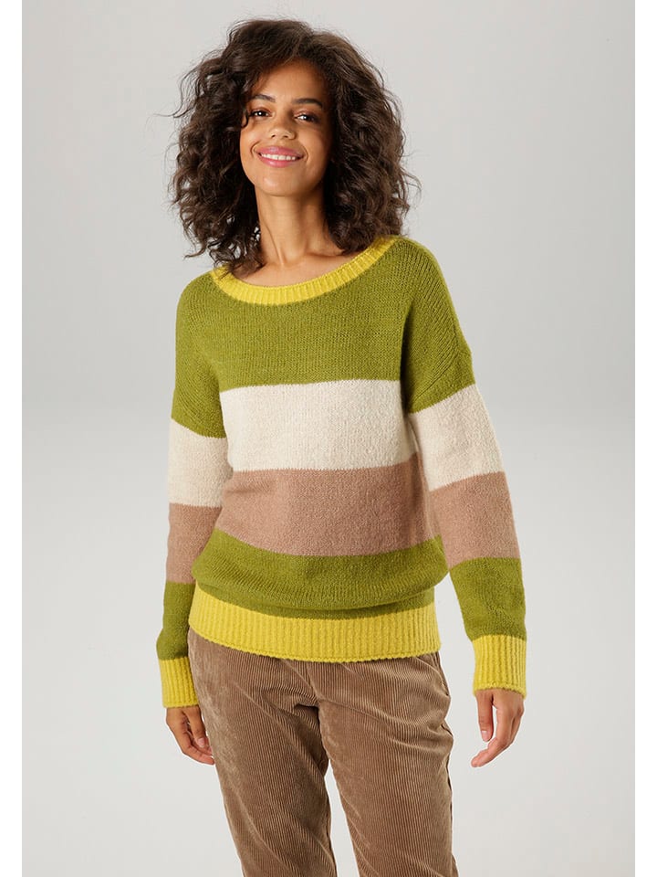 Aniston Sweter w kolorze zielono-beżowym rozmiar: 36