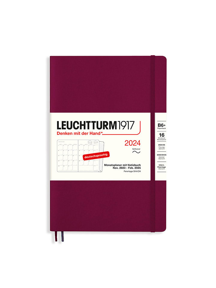 LEUCHTTURM1917 Planer miesięczny w kolorze bordowym - 12,5 x 19 cm rozmiar: onesize