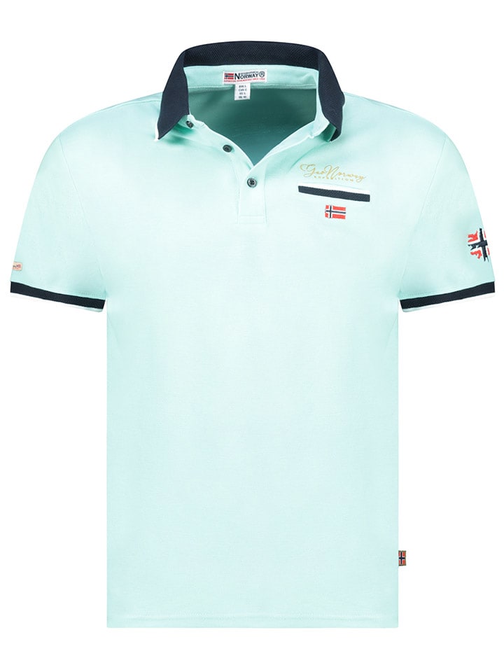 Geographical Norway Koszulka polo "Kara" w kolorze turkusowym rozmiar: S