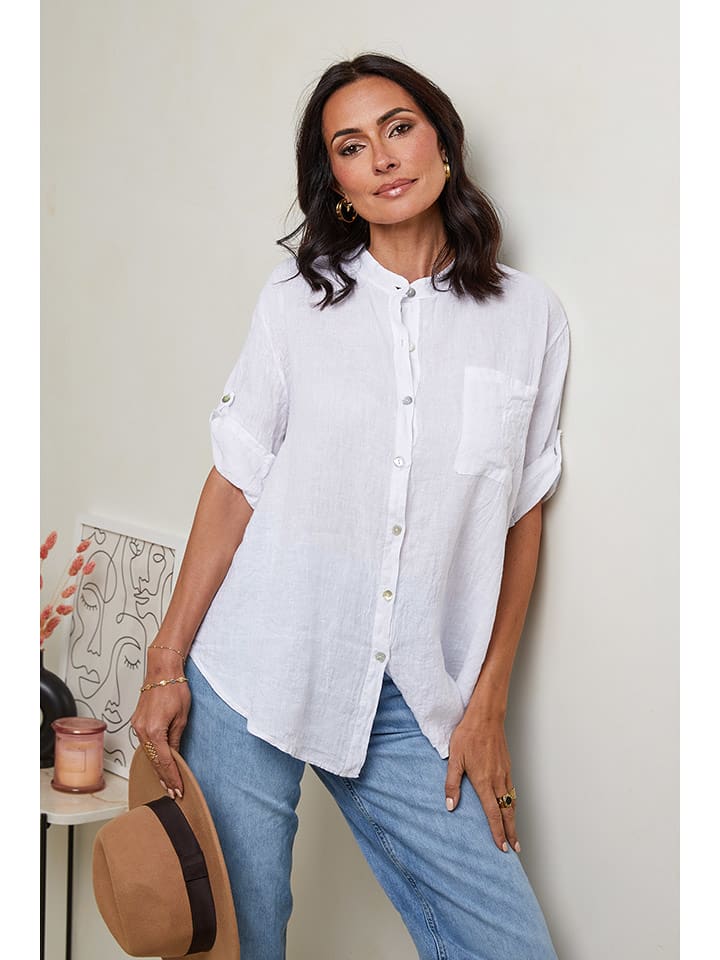 Le Monde du Lin Lniana koszula w kolorze białym rozmiar: 34/36